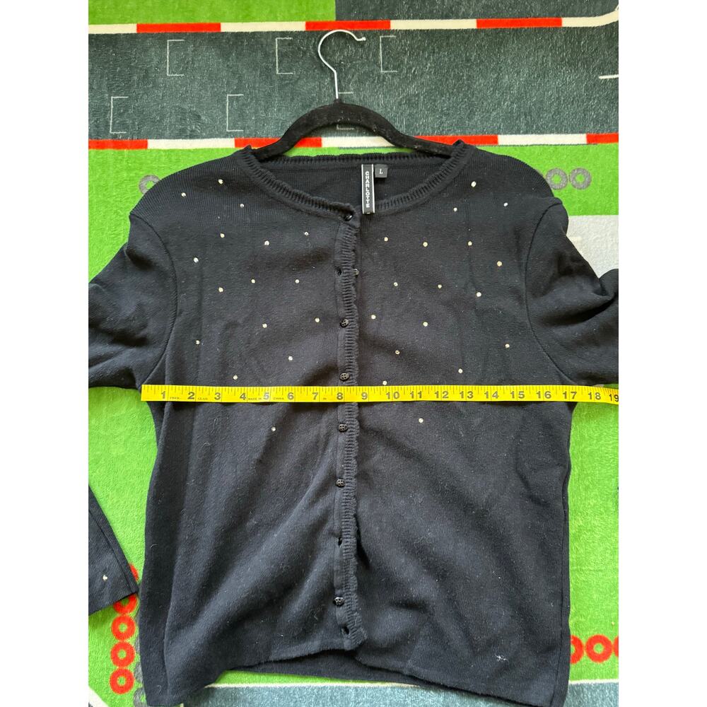 Charlotte Tarantola Black Embellished‎ Cardigan Sweater Women’s Large - Picture 4 of 7
